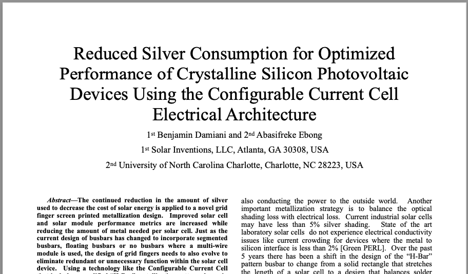 Solar Inventions co-founder Dr. Ben Damiani presents first key paper on C3 at 2021 IEEE 48th Photovoltaic Specialists Conference (PVSC)
